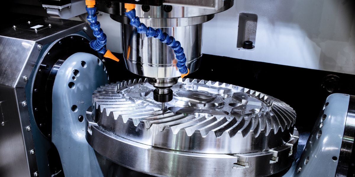 Vertical machining centers in operation